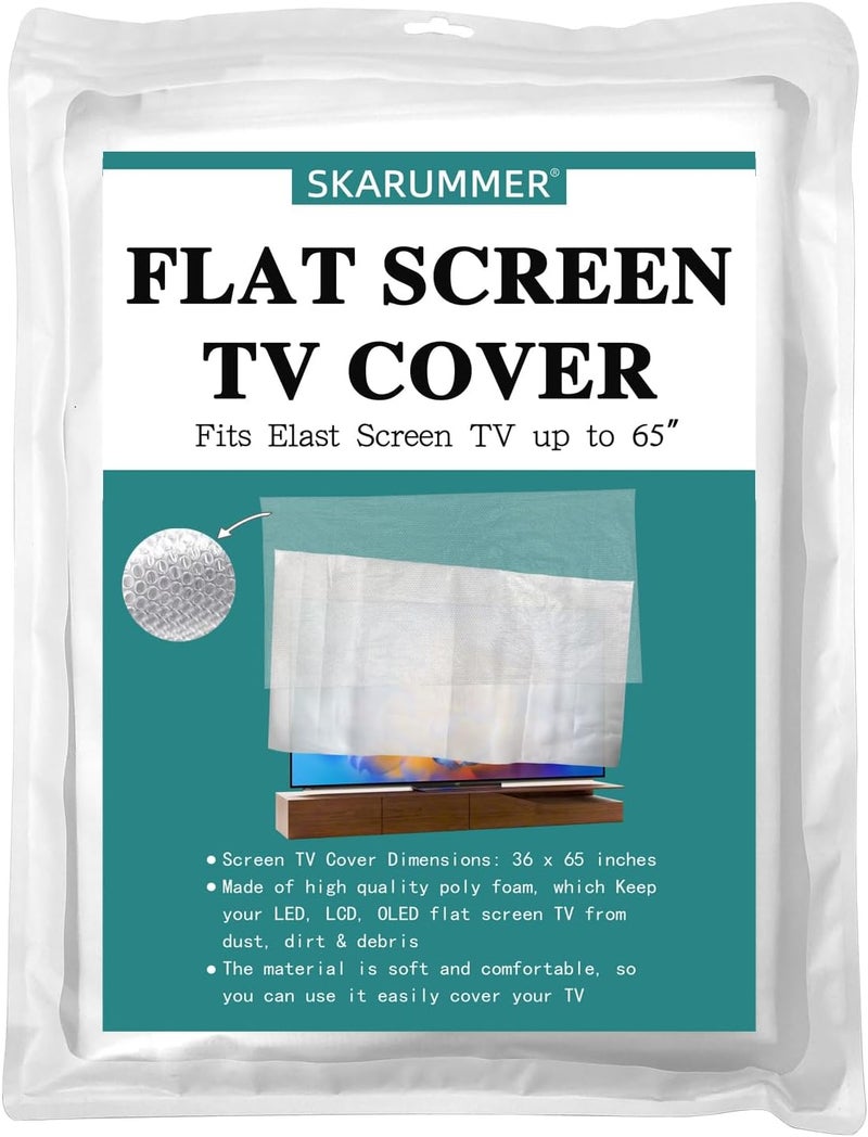 SKARUMMER Foam Flat Screen TV Cover and Bubble Flat Screen TV Protective Covers Fits Up to 65''W x 36''H, Flat Screen TV Protection During House Moving, Storing, or Home Renovation (Double-layer) - Image 1